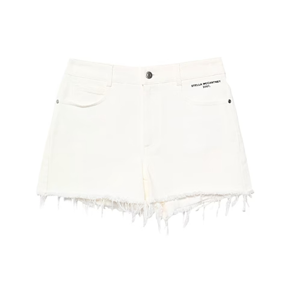 Stella McCartney White Denim Shorts With Logo - Picture 4 of 8